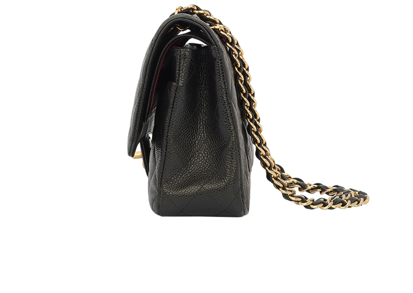 Medium Double Flap, &pound;4,900, Handbags, Black, Caviar Leather, Bottom view